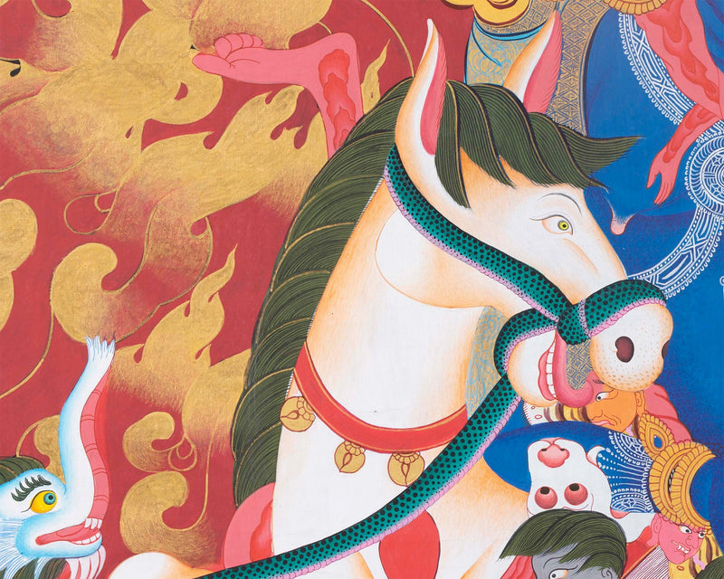 Palden Lhamo Original Hand-Painted Buddhist Thangka |  Wall Decoration Painting