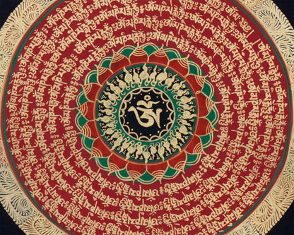 Universal Om Mantra Mandala Thangka | Traditional Buddhist Handpainted Art | Wall Decors
