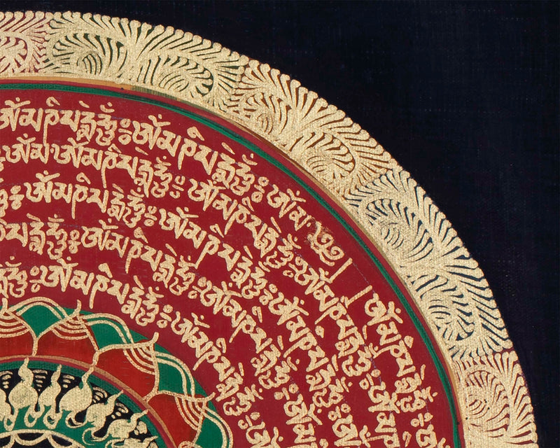 Universal Om Mantra Mandala Thangka | Traditional Buddhist Handpainted Art | Wall Decors
