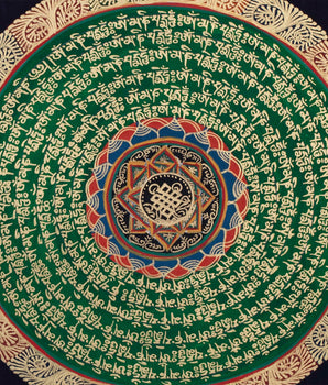 Endless Knot Mantra Thangka | Traditional Mandala Art | Wall Hanging Decoration