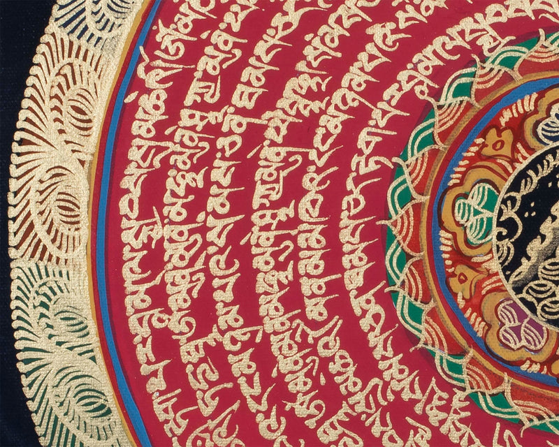 Precious Stone Mandala Thangka | Buddhist Handpainted Art | Wall Decoration Painting