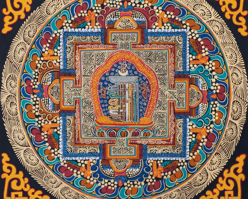 Kalachakra Symbol Mandala  | Small Size Wall Decoration Painting