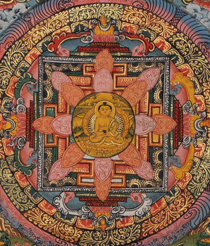 Buddha Mandala Thangka with Boddhisattavas | Himalayan Religious Painting