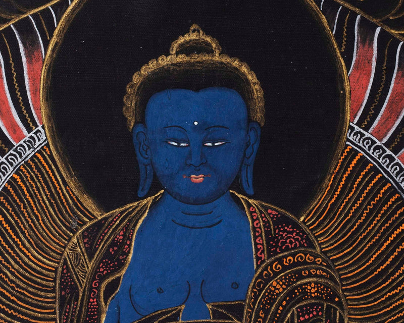 Healing Buddha Thangka | Medicine Buddha Art | Religious Wall Decoration