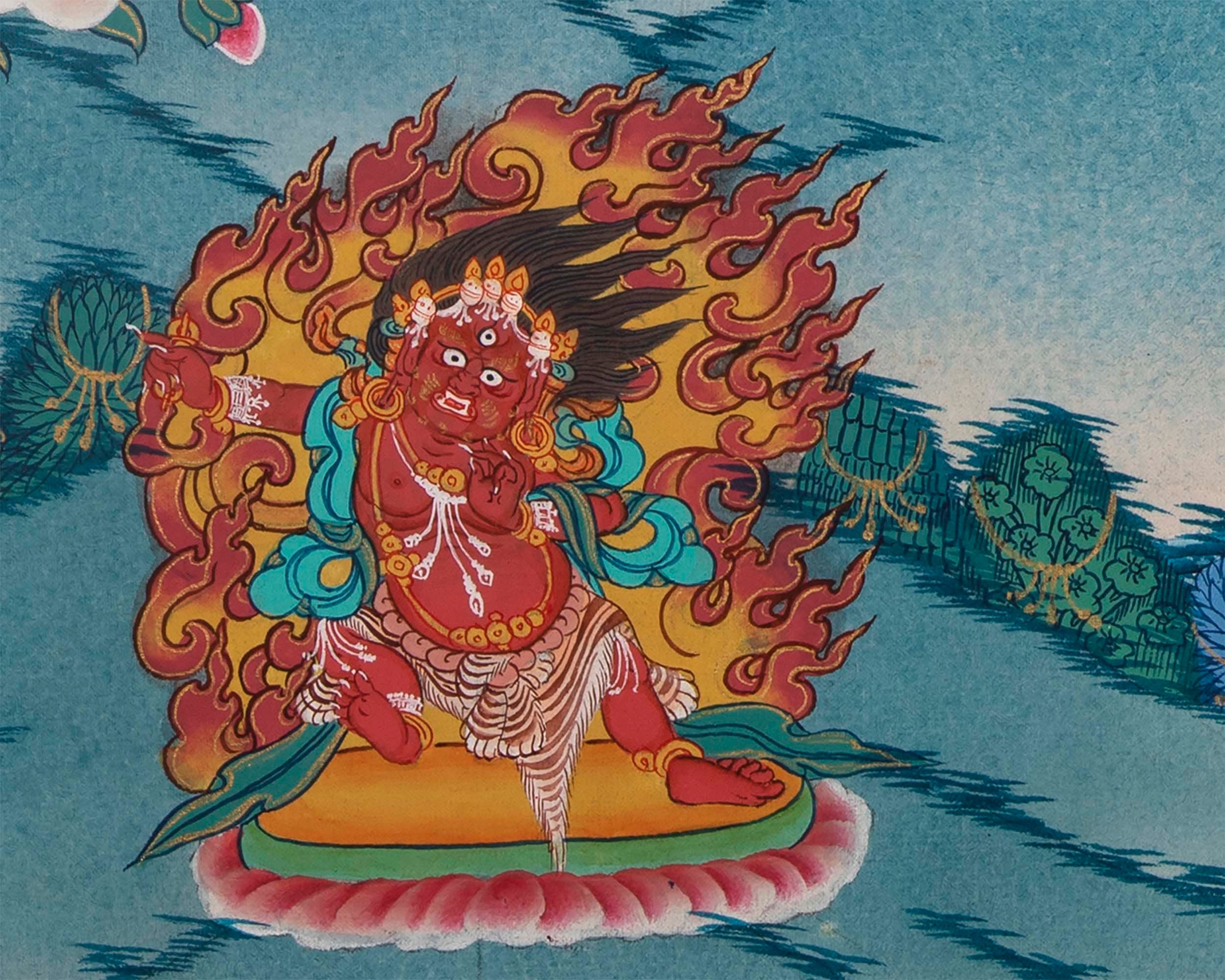 Tsongkhapa , Chengresig And Medicine Buddha Thangka Painting | Vajrayogini , Vajrasattva Yabyum , Manjushri , Green Tara | Horizontal Shaped
