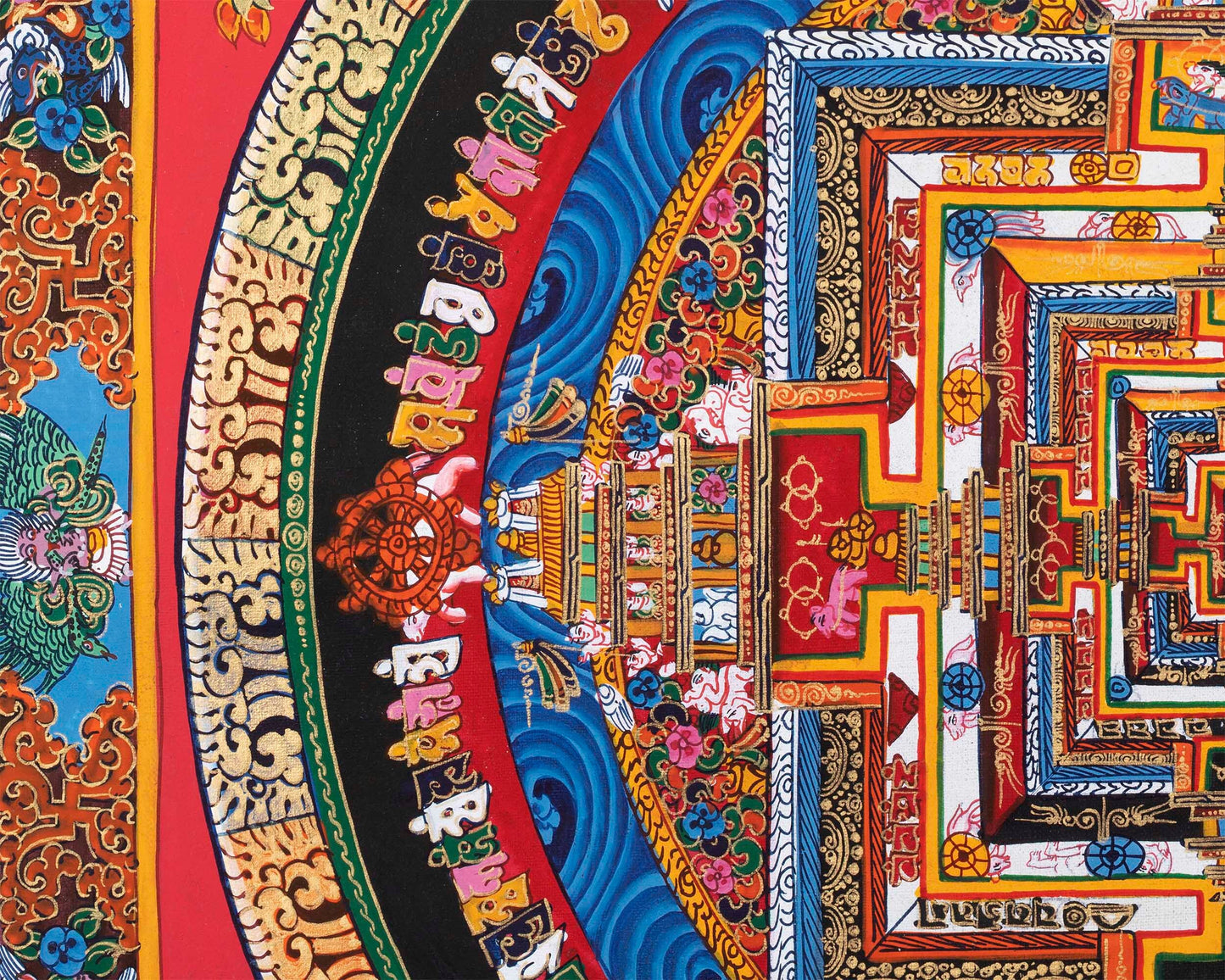 Thangka Art of Kalachakra Mandala | Handpainted Tibetan Artwork | Wall Hanging Decors