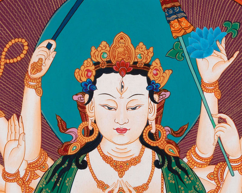 Cundi Thangka | 18 Armed Bodhisattva Thangka | Wall Hanging Decoration