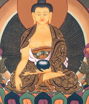 Gautama Buddha Thangka | Original Handpainted Buddhist Art |  Wall Hanging For Peace | Canvas Art  For Meditation And Yoga