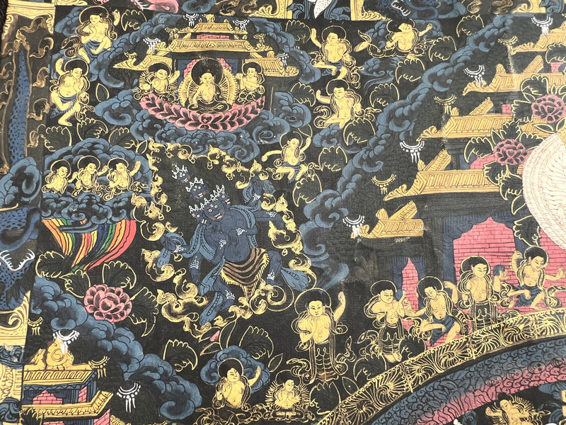 Buddha Mandala Thanka With Brocade | Wall Hanging Yoga Meditation Canvas Art