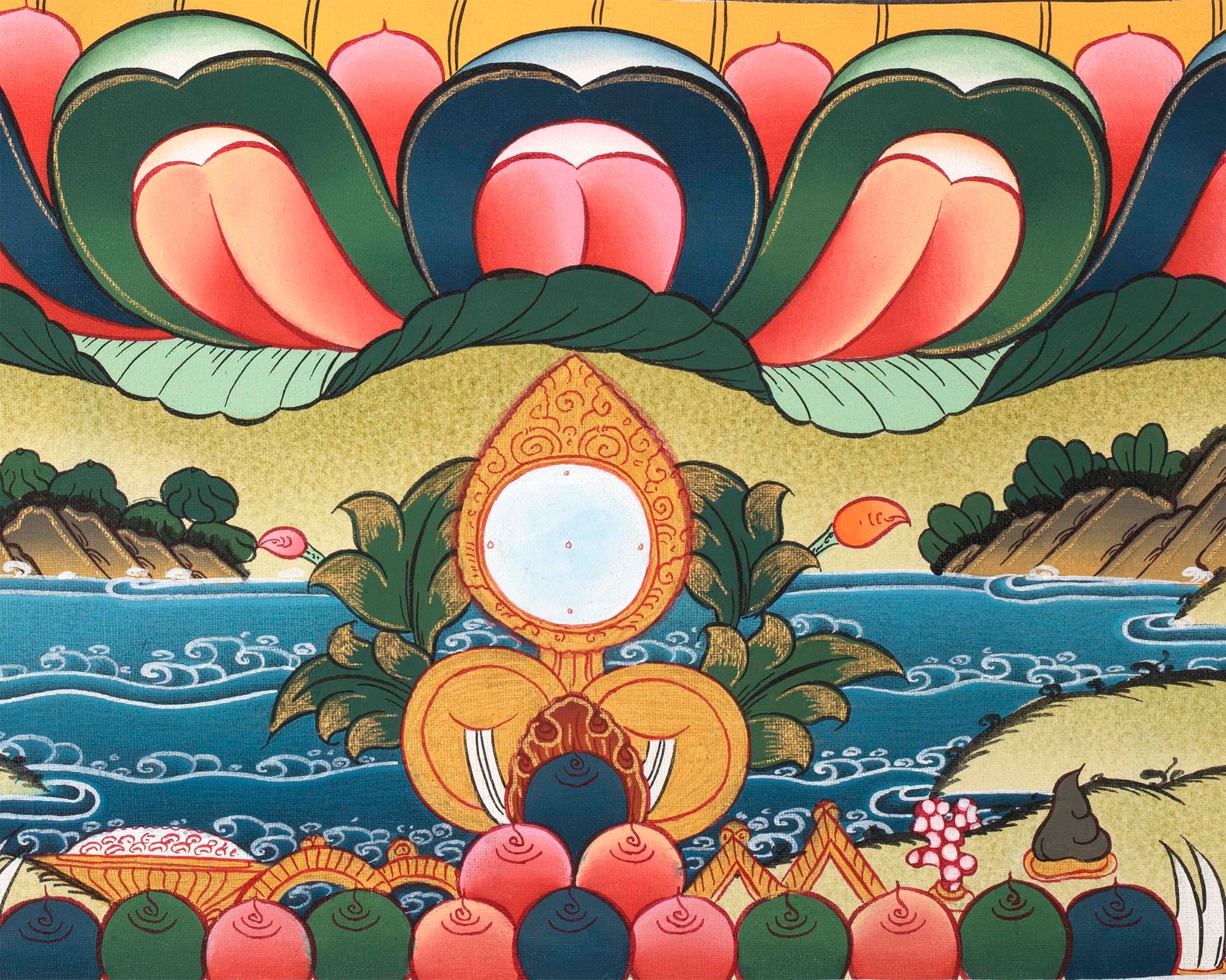 Bodhisattva Avalokiteshvara Thangka | 4 Armed Chengrezig |  Tibetan Buddhist Painting