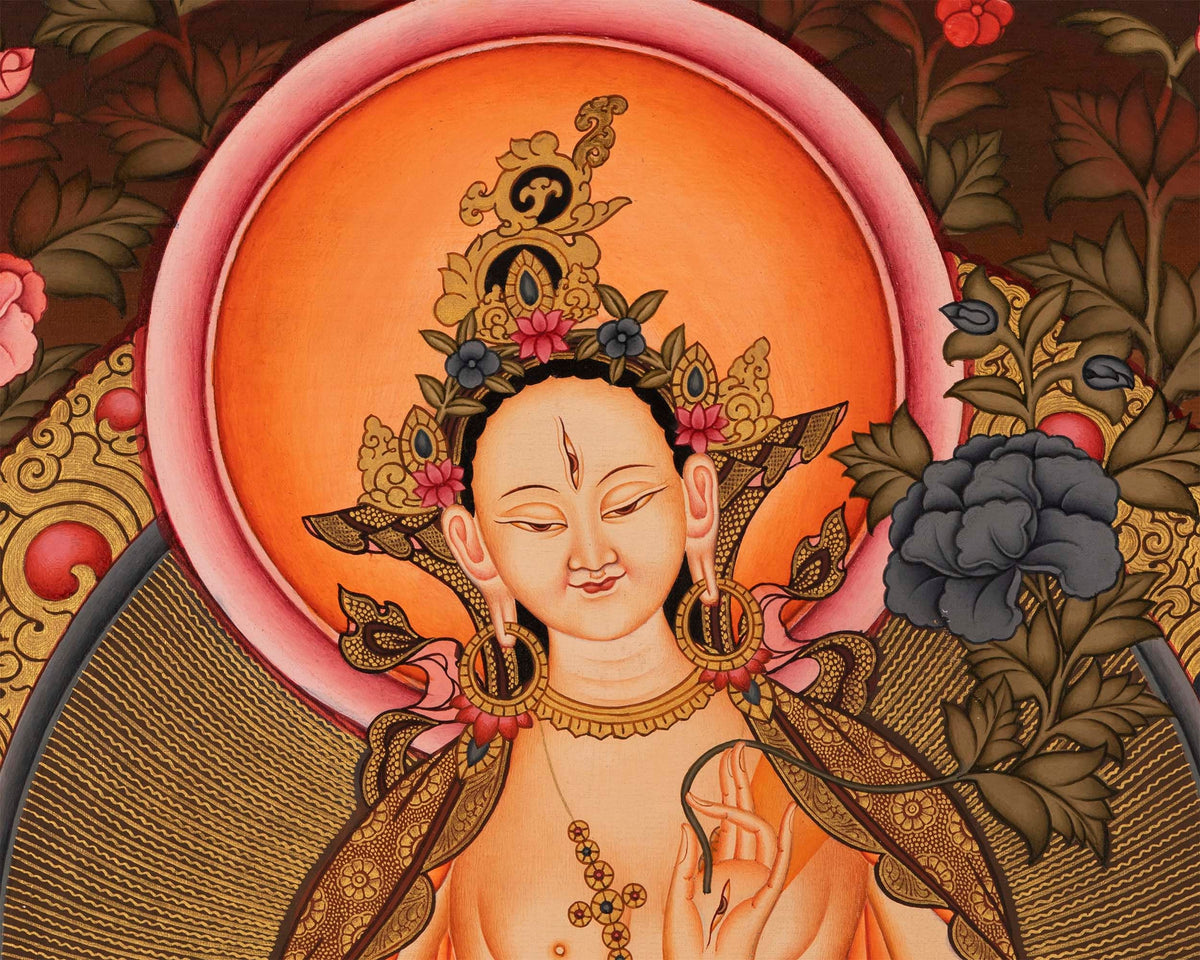 White Tara Painting | Traditional Religious Wall Decor