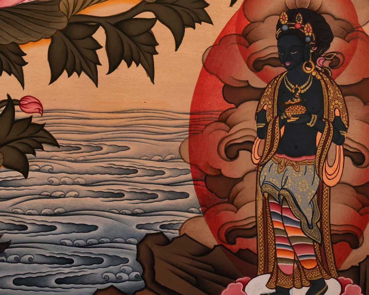 White Tara Painting | Traditional Religious Wall Decor