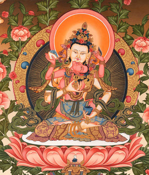 Traditional Vajrasattva Shakti Thangka | Wall hanging Decoration | Religious Art