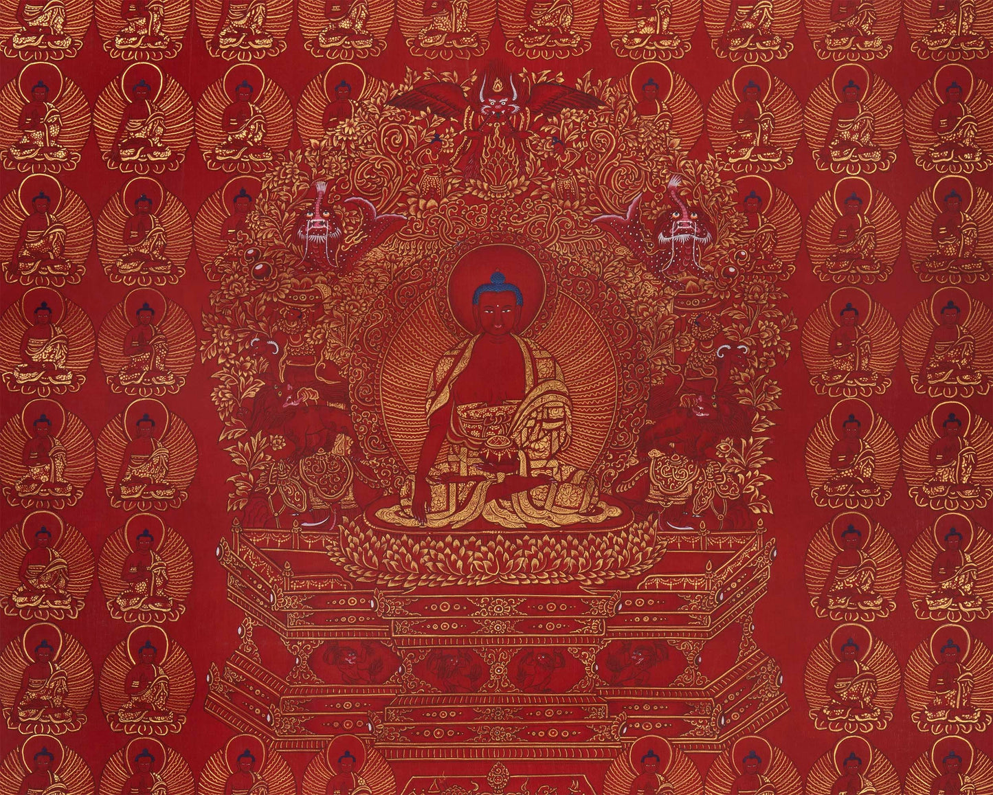 108 Multiple Shakyamuni Buddha  | Hand Painted 24K Gold Art