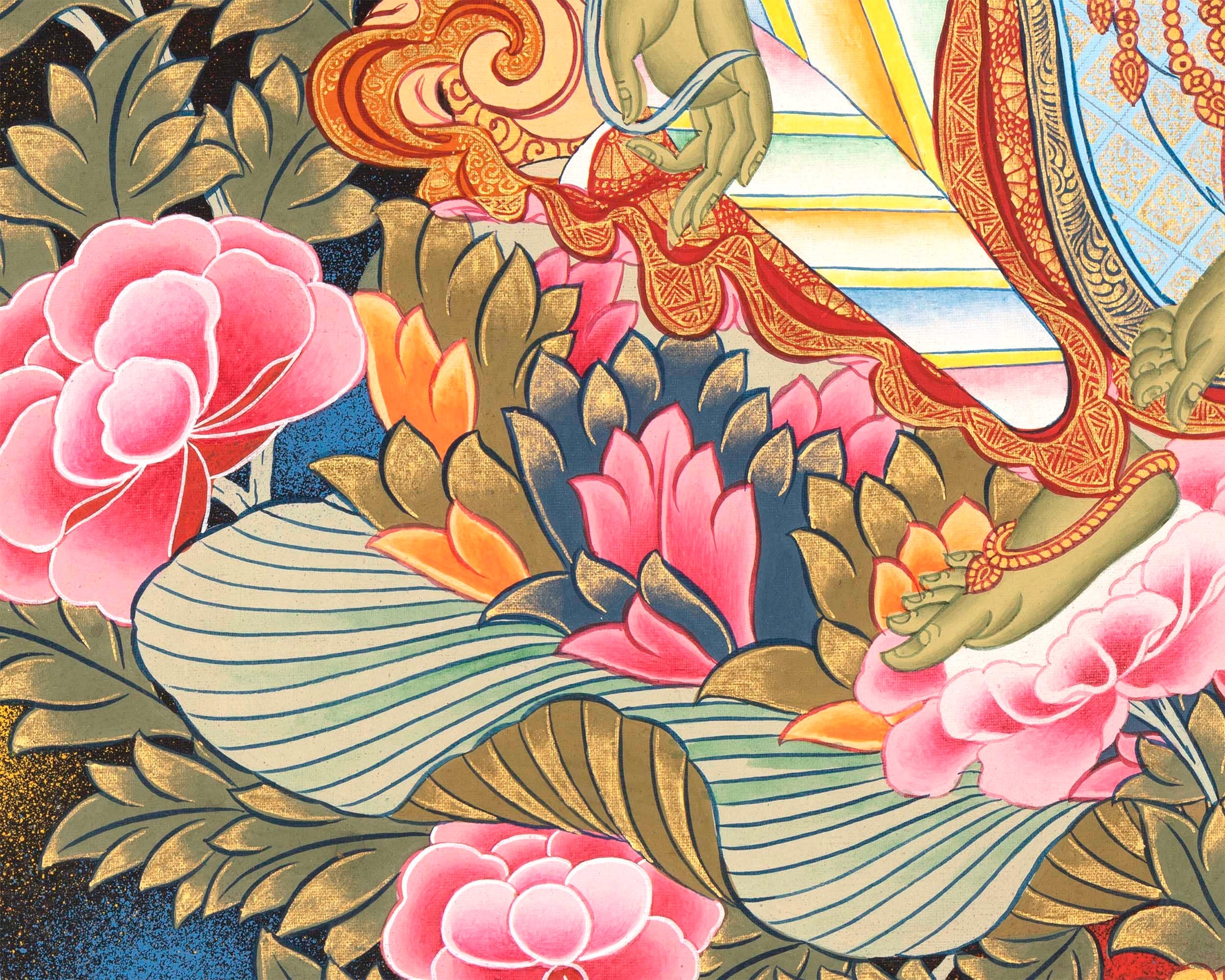 Green Tara | Female Bodhisattva Traditional Thangka | Spiritual Art