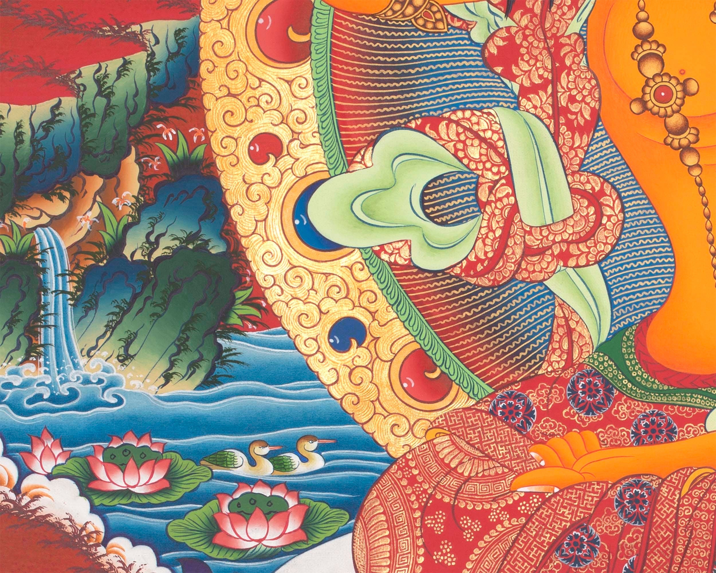 Manjushri Tibetan Thangka | The Buddha of Wisdom | Traditional Wall Hanging Art