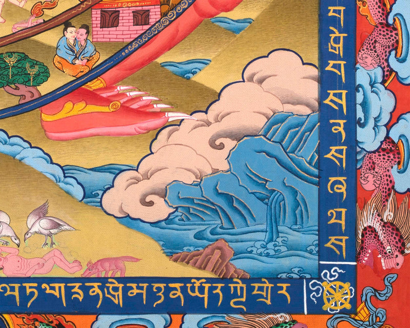 Bhavachakra Thangka | Original Hand painted Wheel of Life Mandala