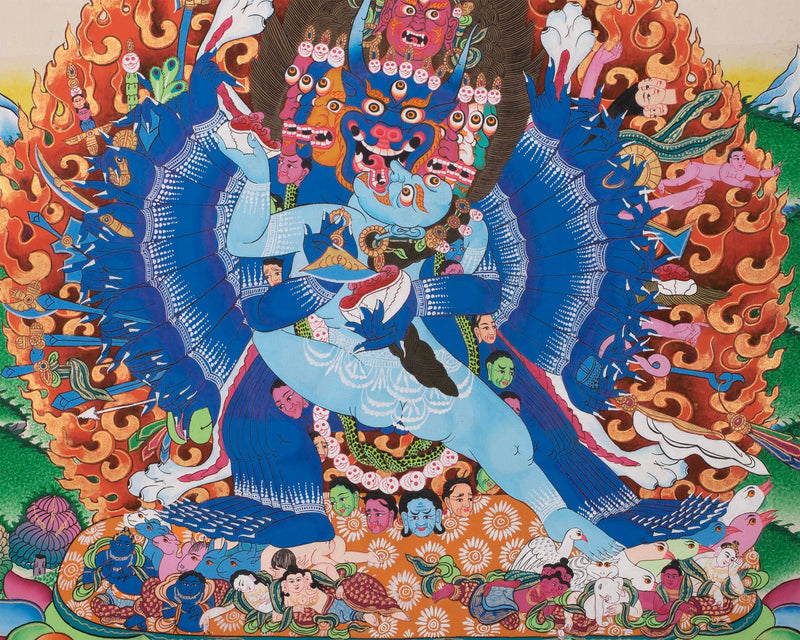 Vajrabhairava Buddhist Thangka | Yamantaka Painting |