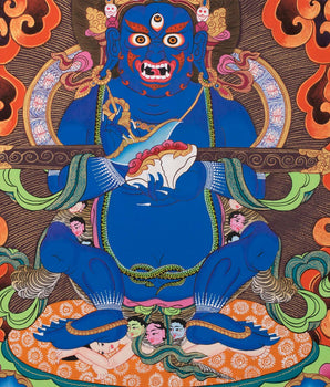 Sakya Mahakala Thangka | Wrathful Dharmapala Vajra Panjarnatha | Buddhist Wall Decor
