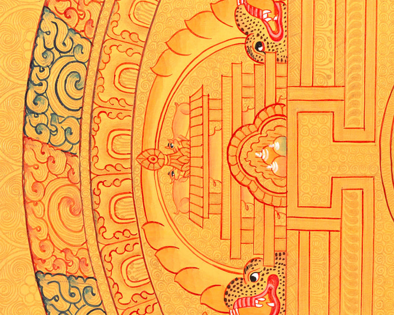 Vajravarahi Yogini Mandala | 24K Gold Thangka Artwork | Traditional Buddhist Art | Religious Wall Decor