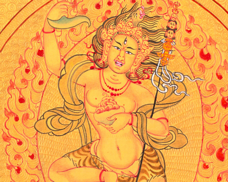 Vajravarahi Yogini Mandala | 24K Gold Thangka Artwork | Traditional Buddhist Art | Religious Wall Decor