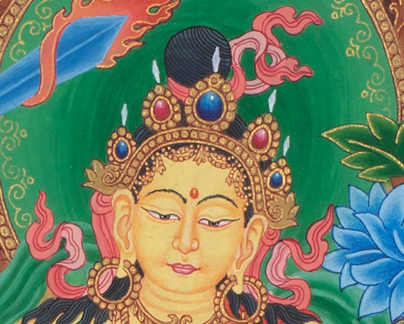 Mahabodhisattva Manjushree Thangka | Vintage Art for Meditation and Wall Decor