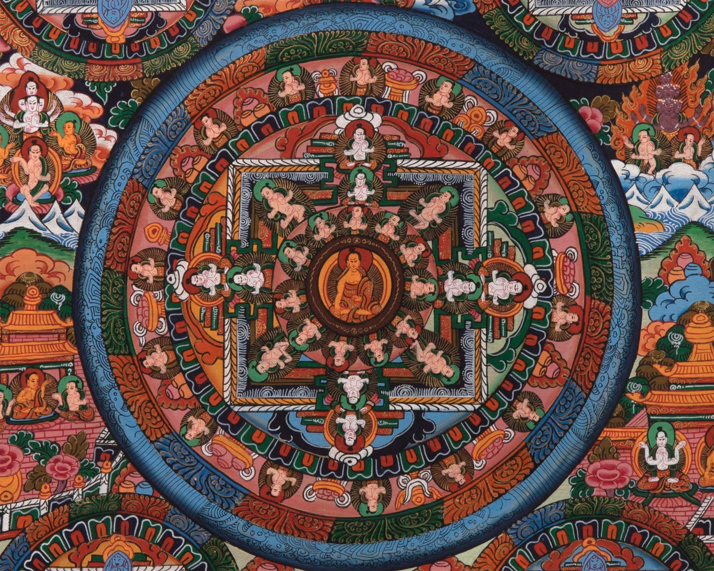 Buddha Mandala Thangka | Traditional Mandala | Religious Mandala wall painting | Small Sized Fine Mandala For Decoration and Shrine