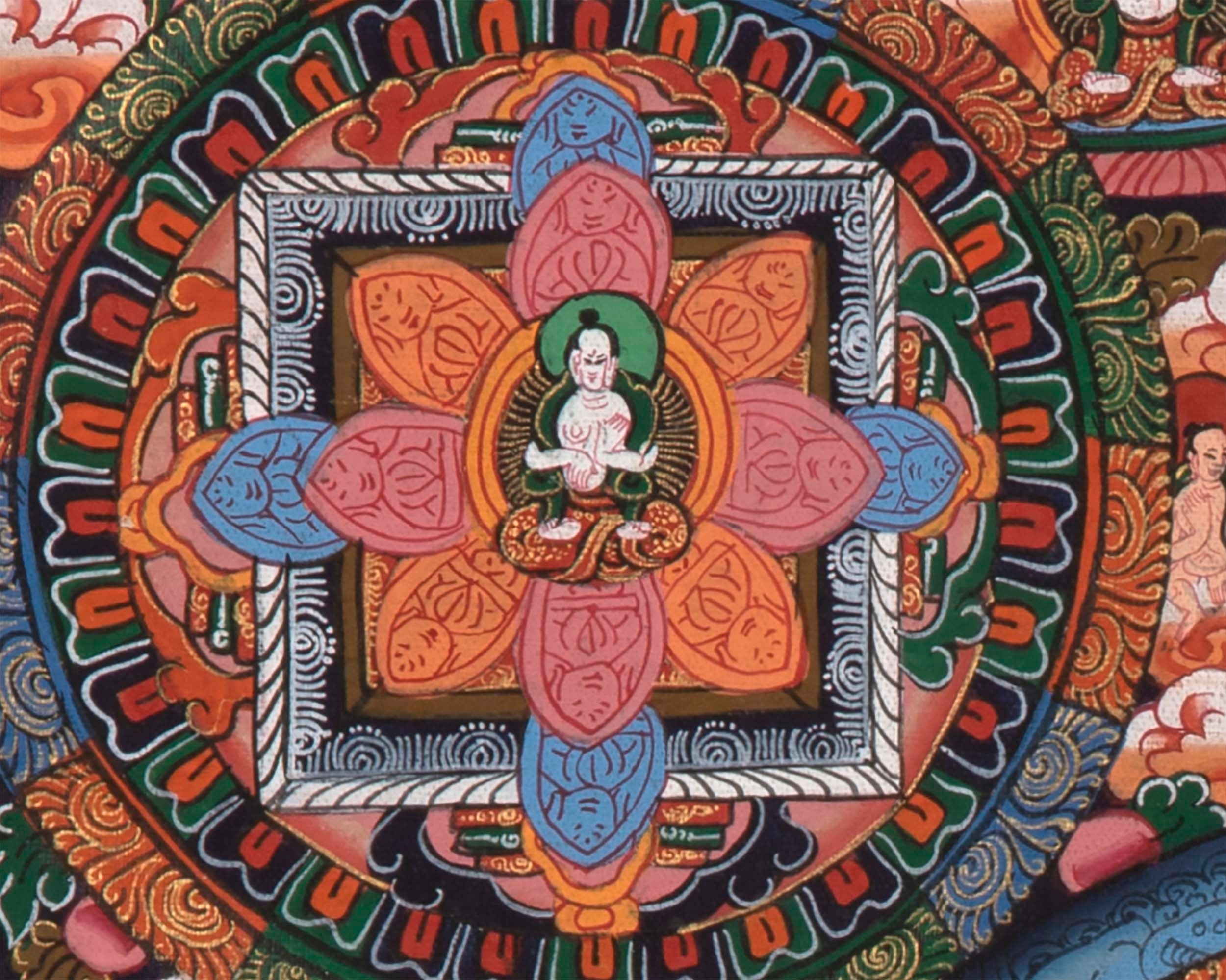 Buddha Mandala Thangka | Traditional Mandala | Religious Mandala wall painting | Small Sized Fine Mandala For Decoration and Shrine