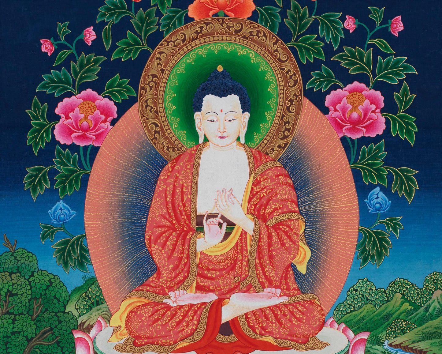 Vairochana Buddha Thangka Painting | The White Blessing Buddha