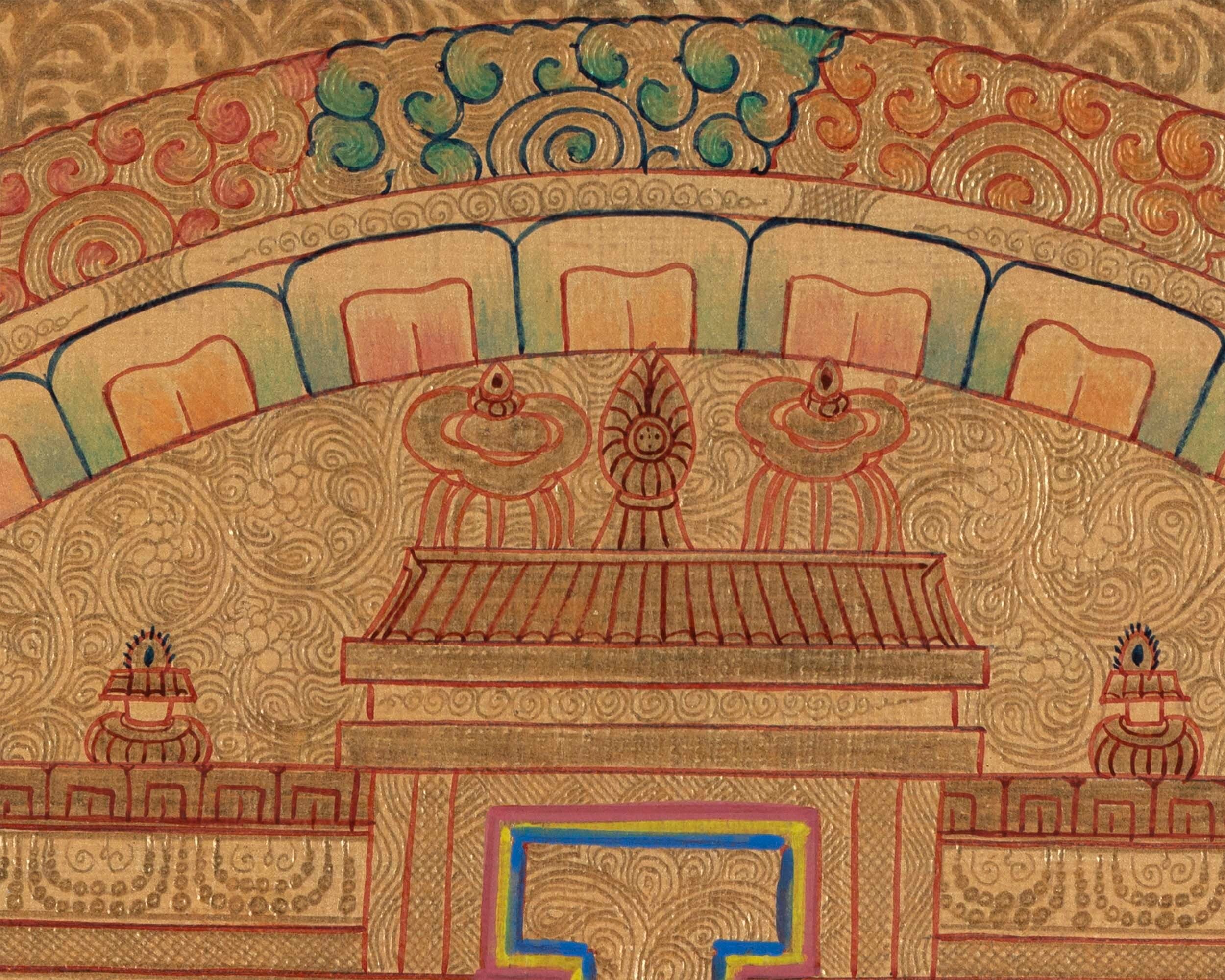 Gold Mandala | Guru Padmasambhava Thangka Wall Art | Tantric Buddhist Master