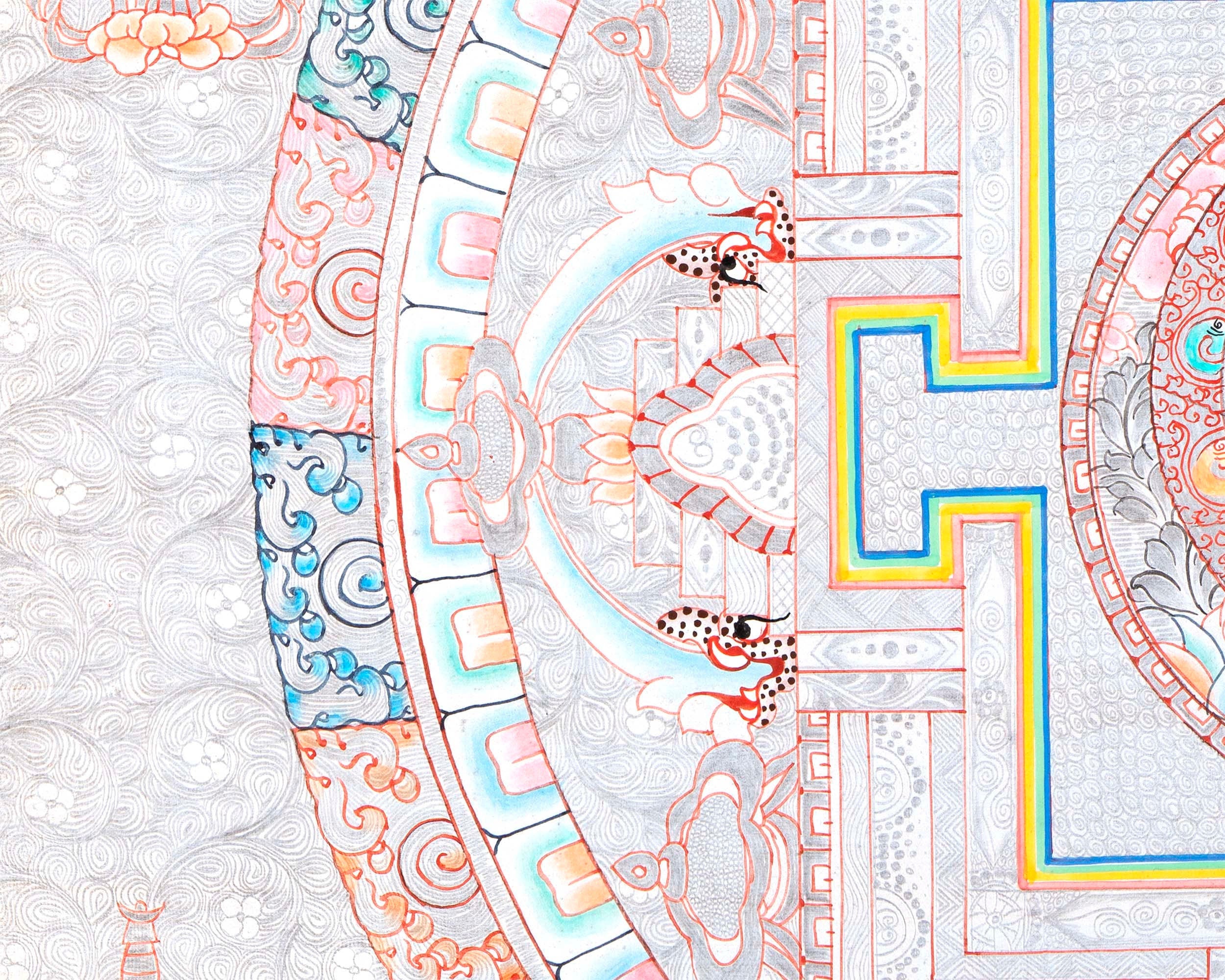 Silver Base Buddha Mandala | Thangka in Medium Size Without Brocade