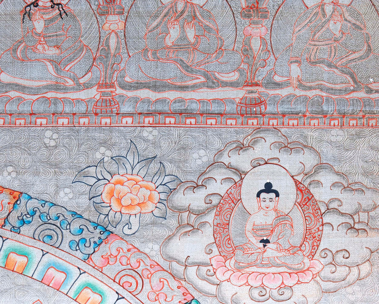 Silver Base Buddha Mandala | Thangka in Medium Size Without Brocade