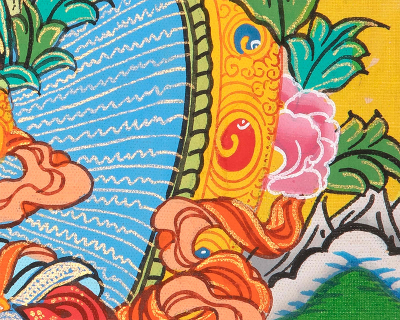 Manjushri Thangka Painting  | Himalayan Buddhist Art | Buddhist Thangka Decor | Religious Gifts | Art Small for your Shrine And Home Decor