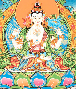 Chenrezig Thangka | Sacred Thangka Painting for Meditation and Good Luck