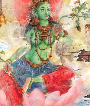 Oil Painting Tara | Arya Green Tara | Religious Buddhist Thangka