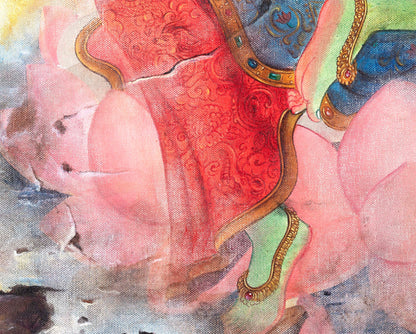 Oil Painting Tara | Arya Green Tara | Religious Buddhist Thangka