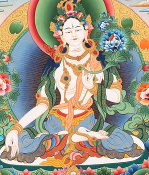Bodhisattva with White Tara Thangka  | Cotton Canvas Art