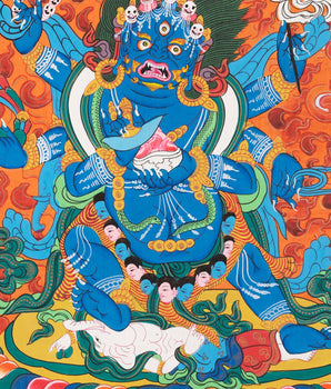 Kalabhairava Thangka | Six Armed Mahakala Tibetan Buddhist Deity