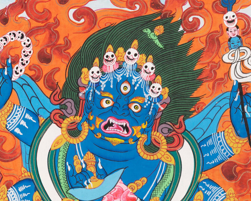 Kalabhairava Thangka | Six Armed Mahakala Tibetan Buddhist Deity