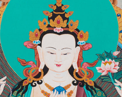 Chengrezig Handmade Original Thangka | Bodhisattva Avalokiteshvara