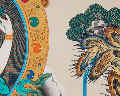 Chengrezig Handmade Original Thangka | Bodhisattva Avalokiteshvara