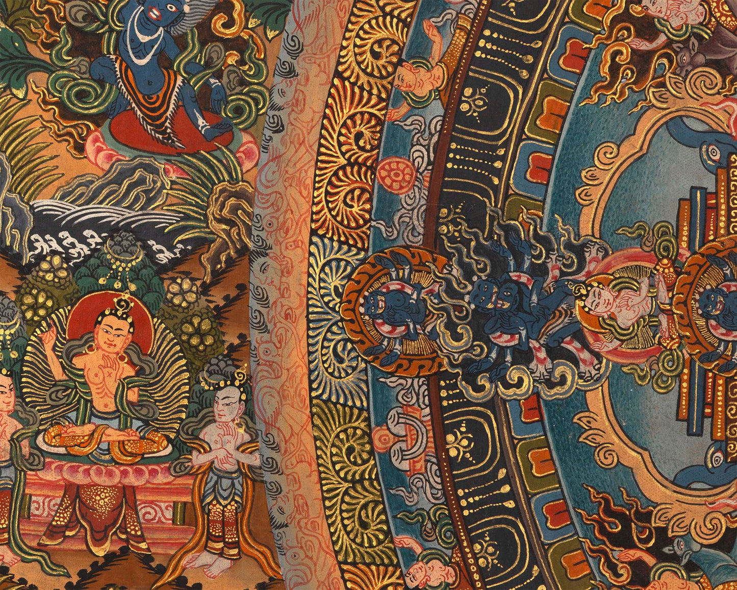 Vintage Mandala Art | Buddhist Thangka Painting of Avalokiteshvara