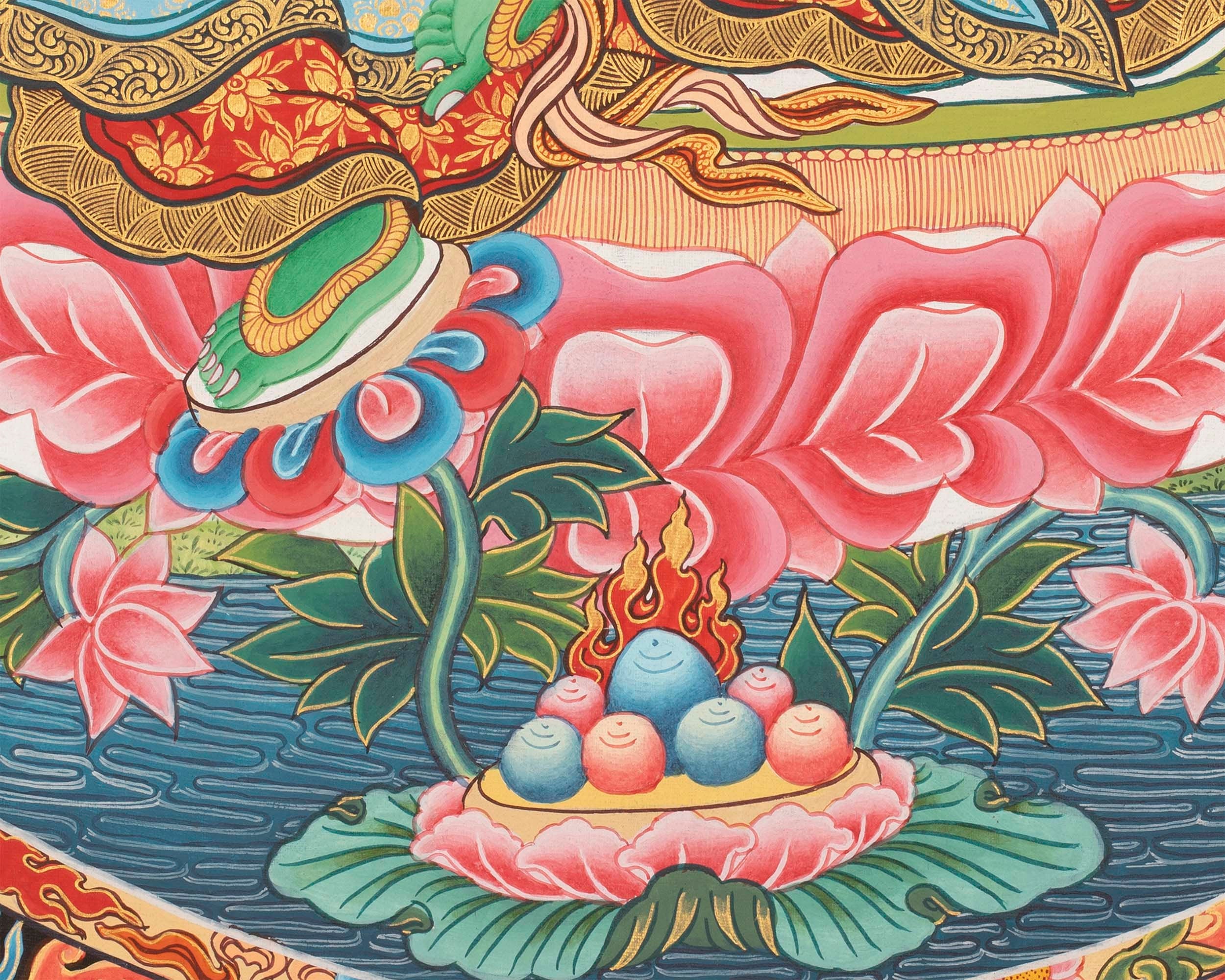 Newari Style Green Tara Thangka | Hand Painted Buddhist Art | Wall Decors