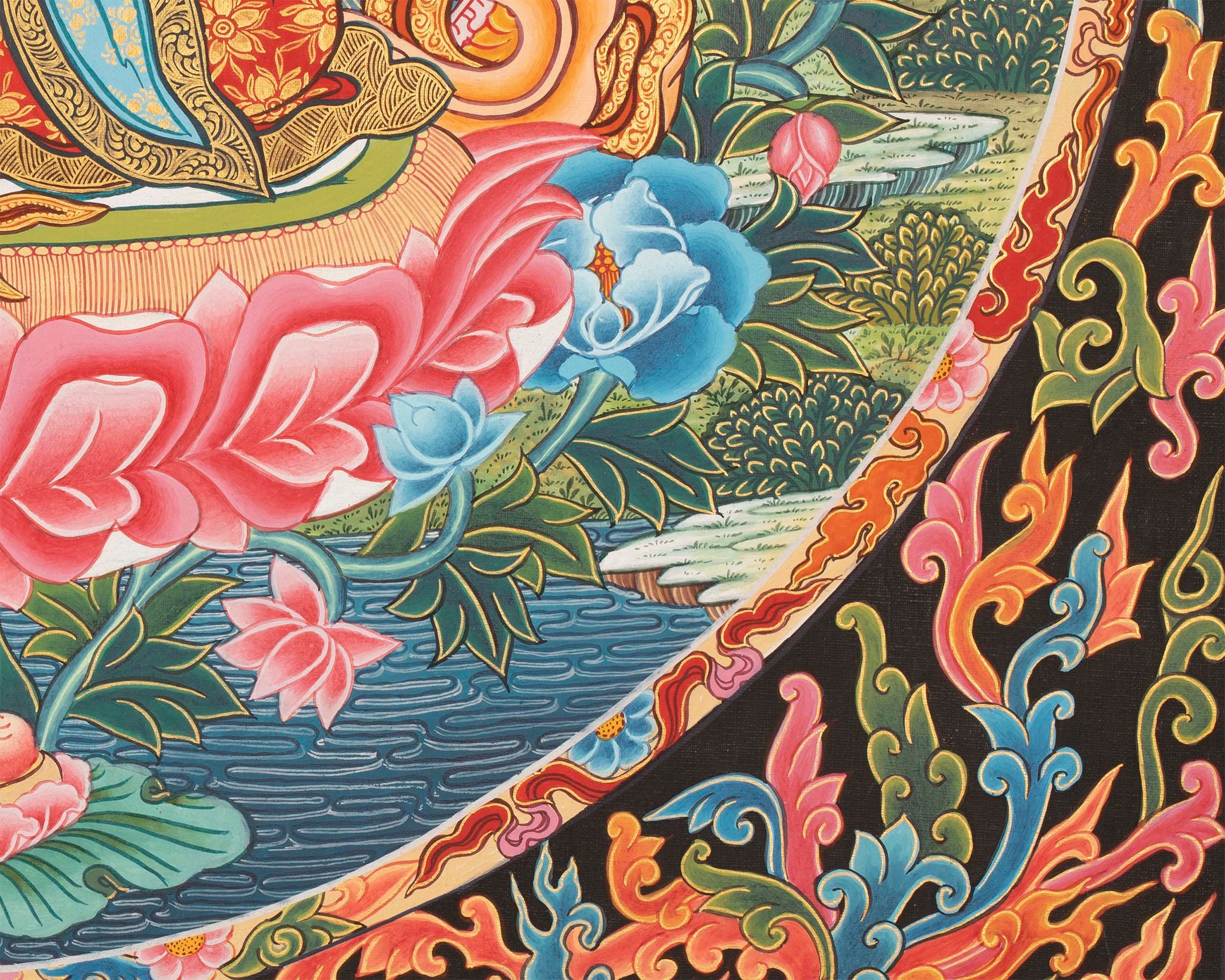 Newari Style Green Tara Thangka | Hand Painted Buddhist Art | Wall Decors