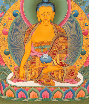 Original Hand-Painted Sakyamuni Buddha Thangka | Tibetan Wall Art for Relaxation