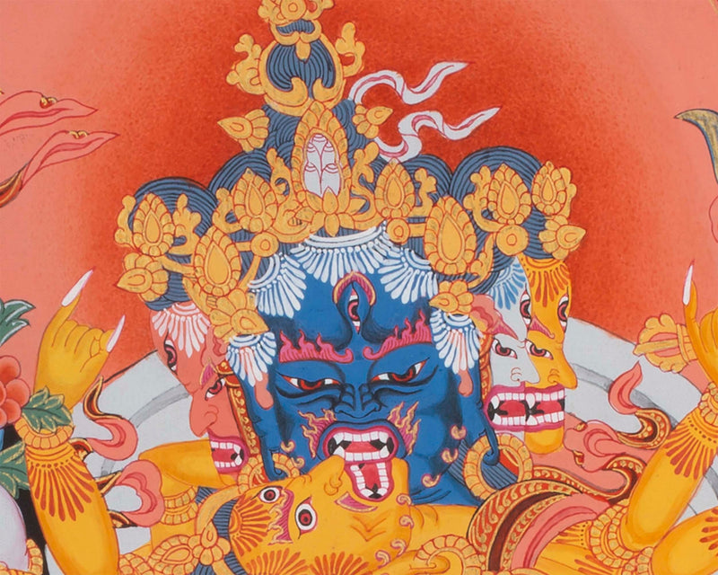 Kalachakra Deity Thangka Painting | Vintage Original Hand-Painted Thanka