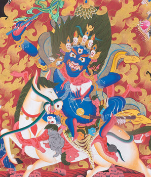 Palden Lhamo Original Hand-Painted Buddhist Thangka |  Wall Decoration Painting