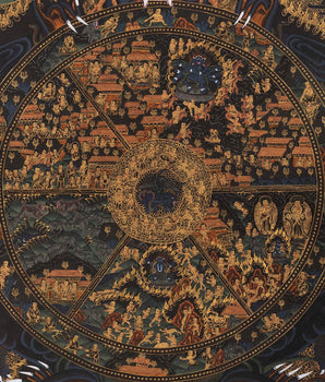 Wheel Of Life Thangka Art | Traditional Tibetan Bhavachakra Painting