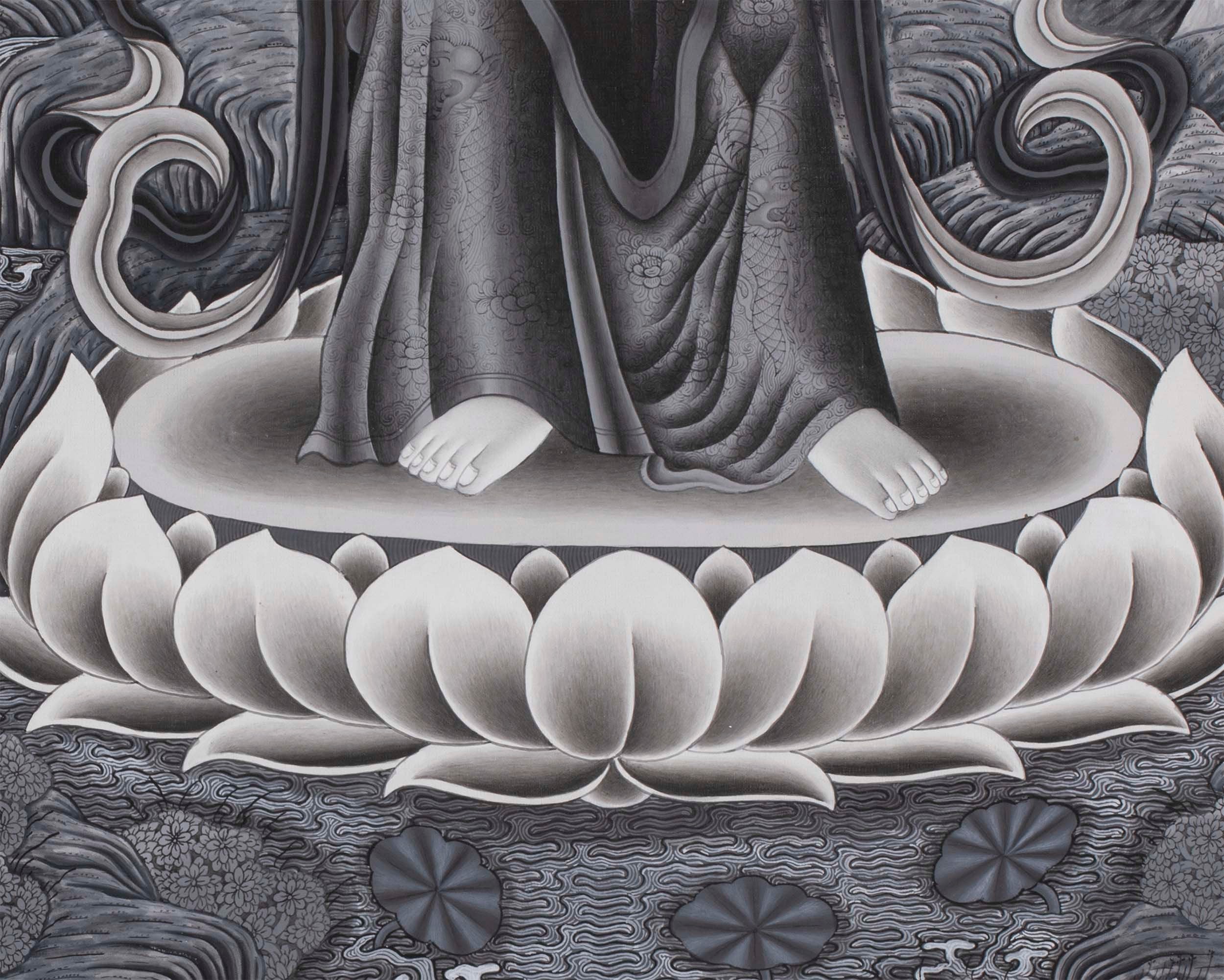 Newari Thangka | White Tara, Manjushri and Green Tara Standing