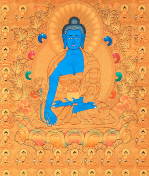 Medicine Buddha Wall Art | Bhaisajyaguru Buddhist Thangka